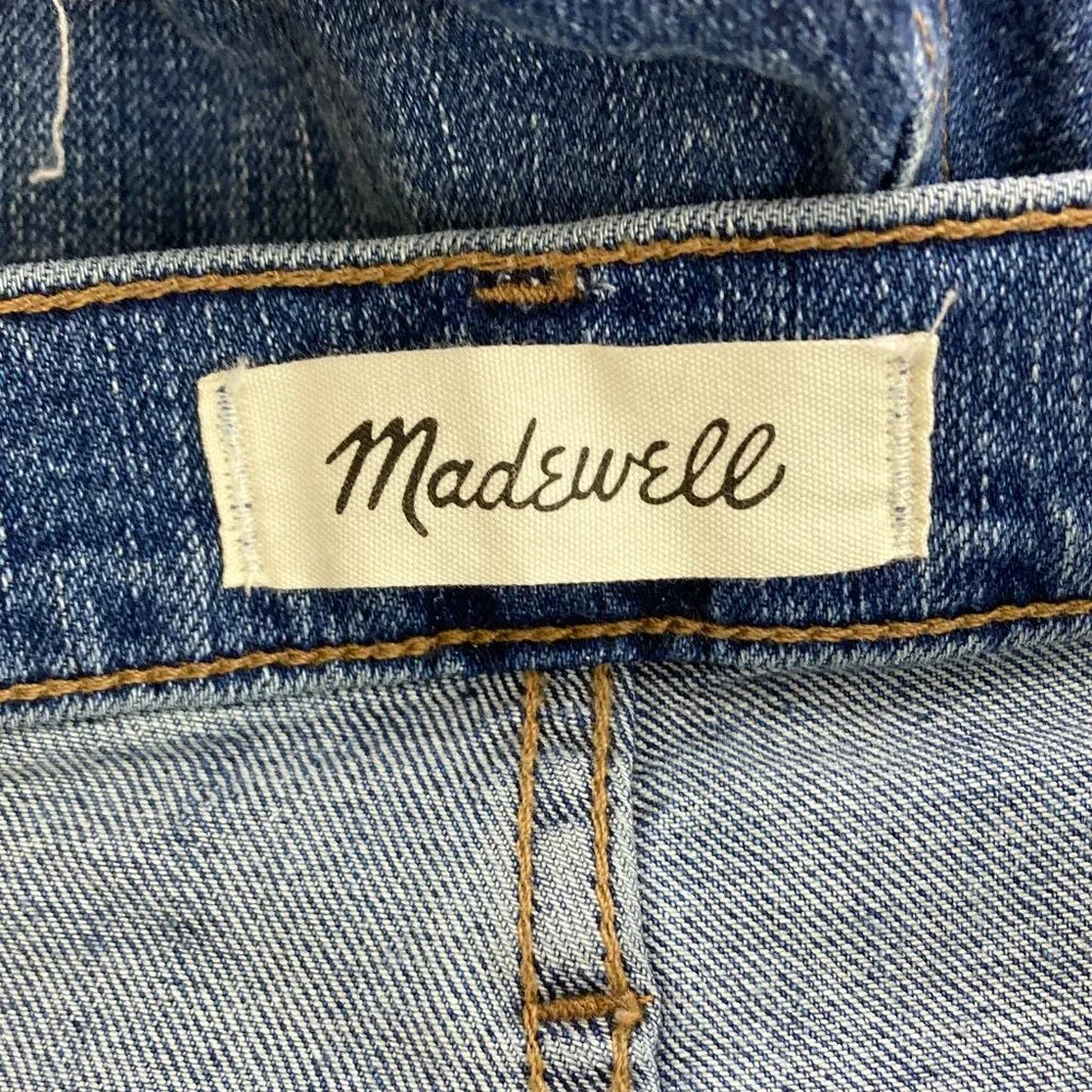 Madewell High Rise Denim Shorts Size 27 Medium Wash Distressed Raw Hem